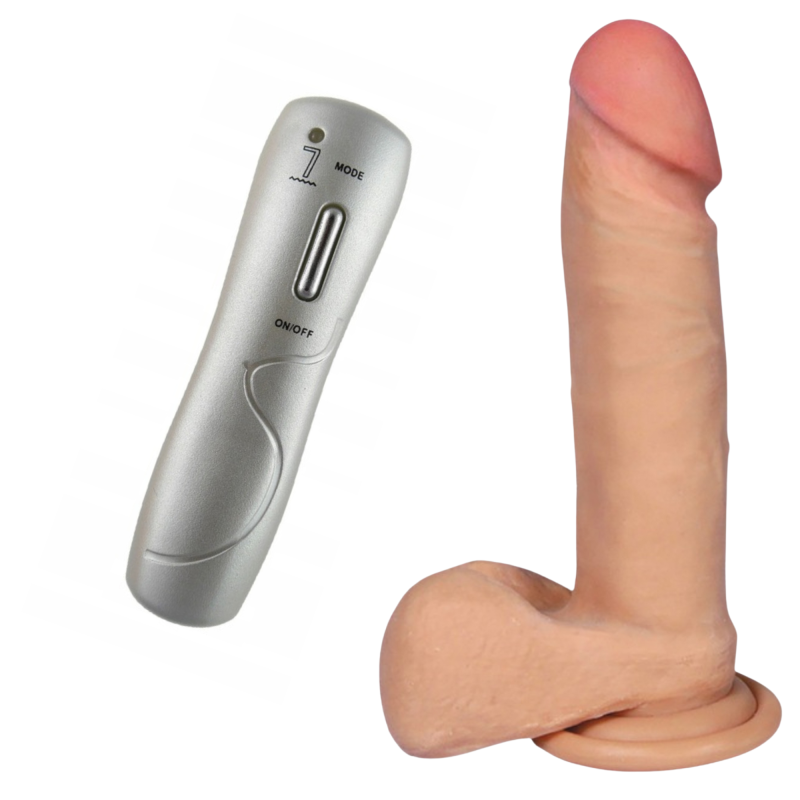 Dildo z wibracjami pilot cyberskóra cielisty 20 cm